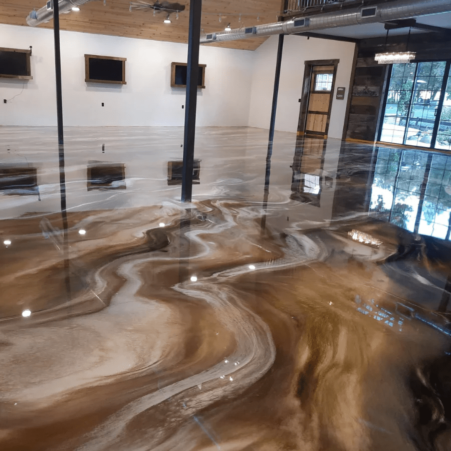 Brown and White Marble Epoxy Floor