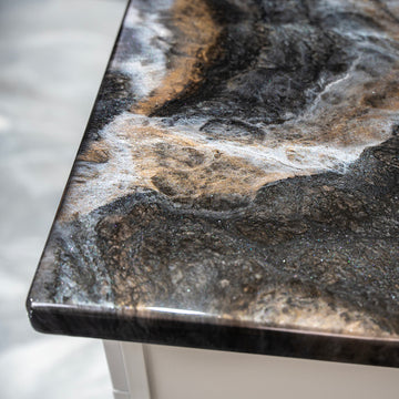 Corner of Black Exotic Marble Countertop