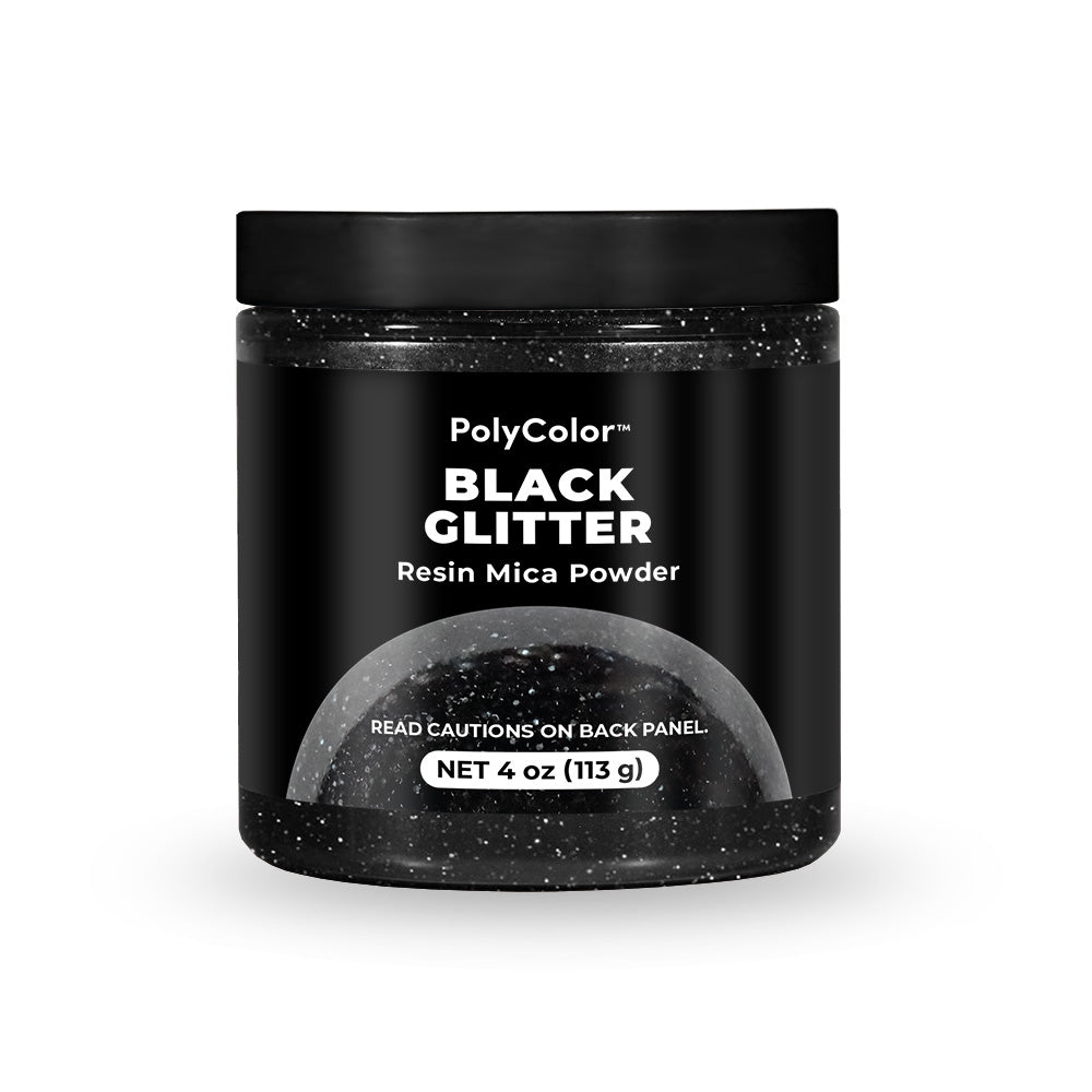 Black Glitter Resin Mica Powder 4oz container