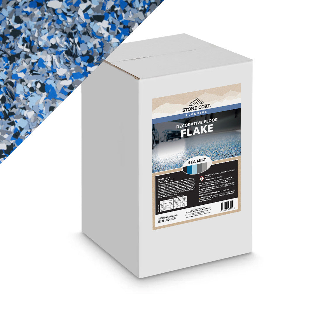 Decorative Floor Flakes 55 LB Our 1/4'' epoxy flakes provide top-of-the-line industrial strength flooring that adds a beautiful touch of color to any room. With five popular custom blends, you'll have optimal flexibility and strength, plus it's incredibly