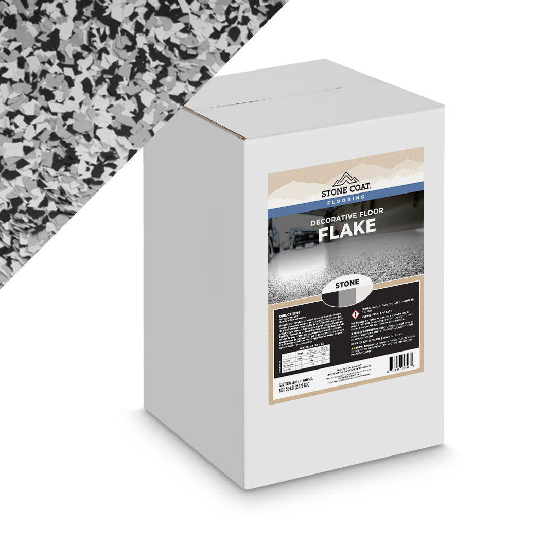 Decorative Floor Flakes 55 LB Our 1/4'' epoxy flakes provide top-of-the-line industrial strength flooring that adds a beautiful touch of color to any room. With five popular custom blends, you'll have optimal flexibility and strength, plus it's incredibly