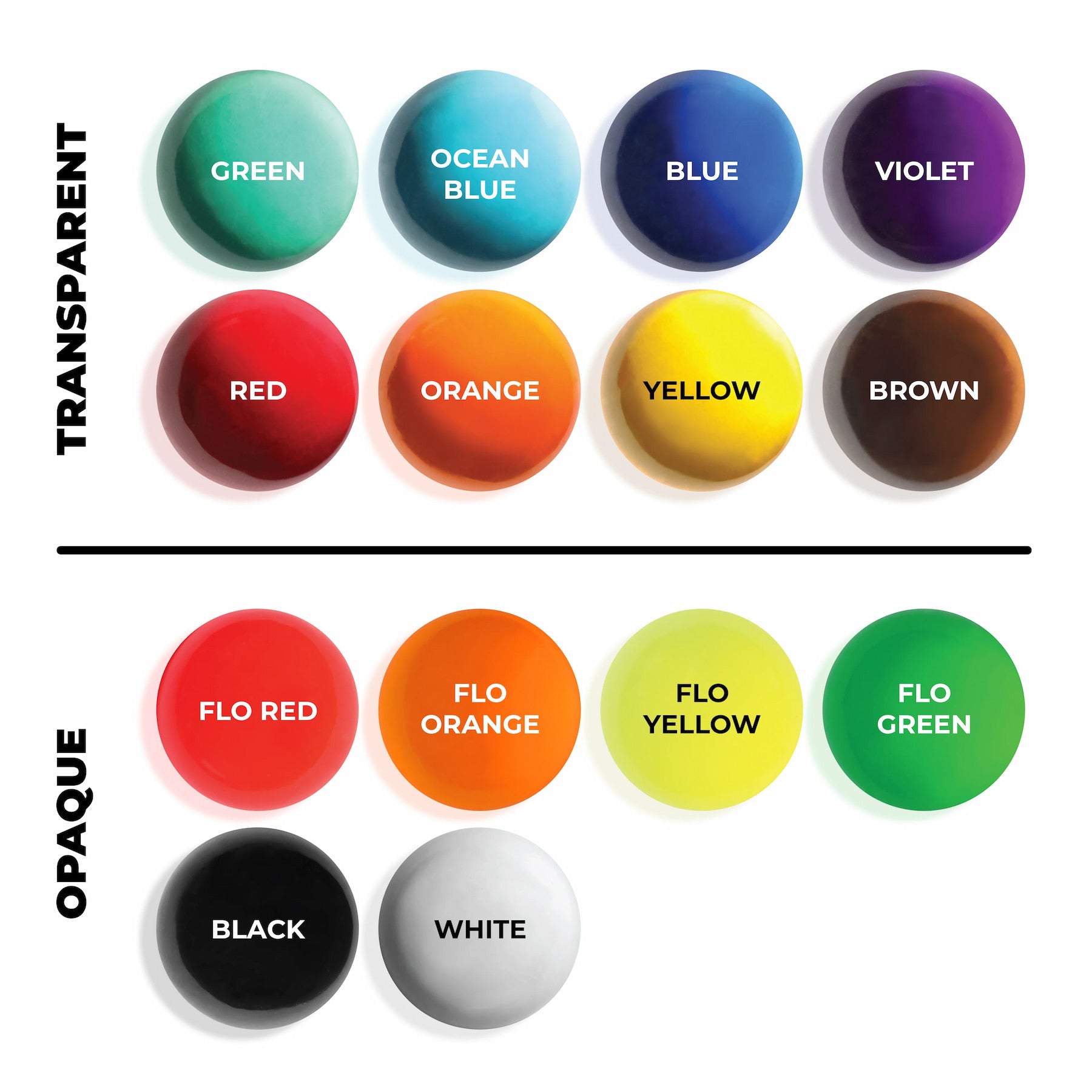 Swatches of various PolyColor dye colors