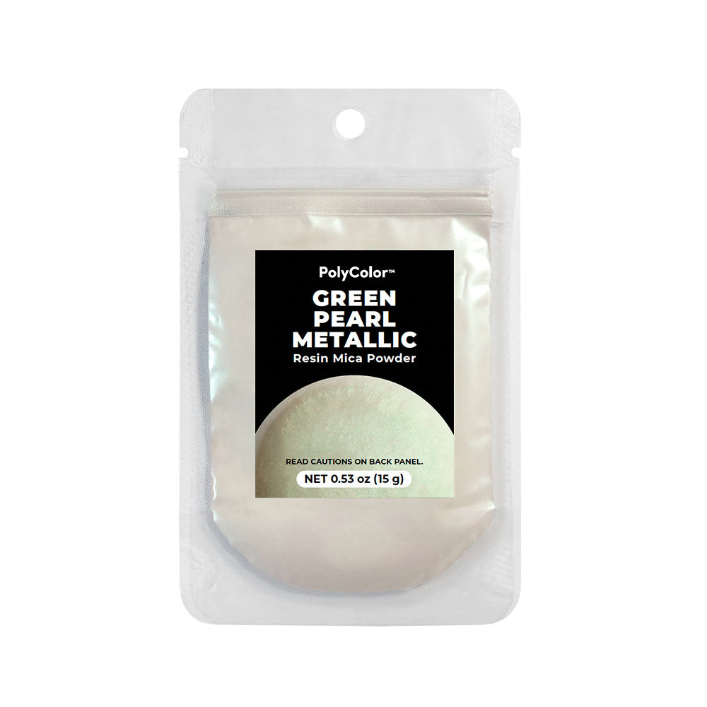 Green Pearl Metallic Resin Dust Powder 15g container