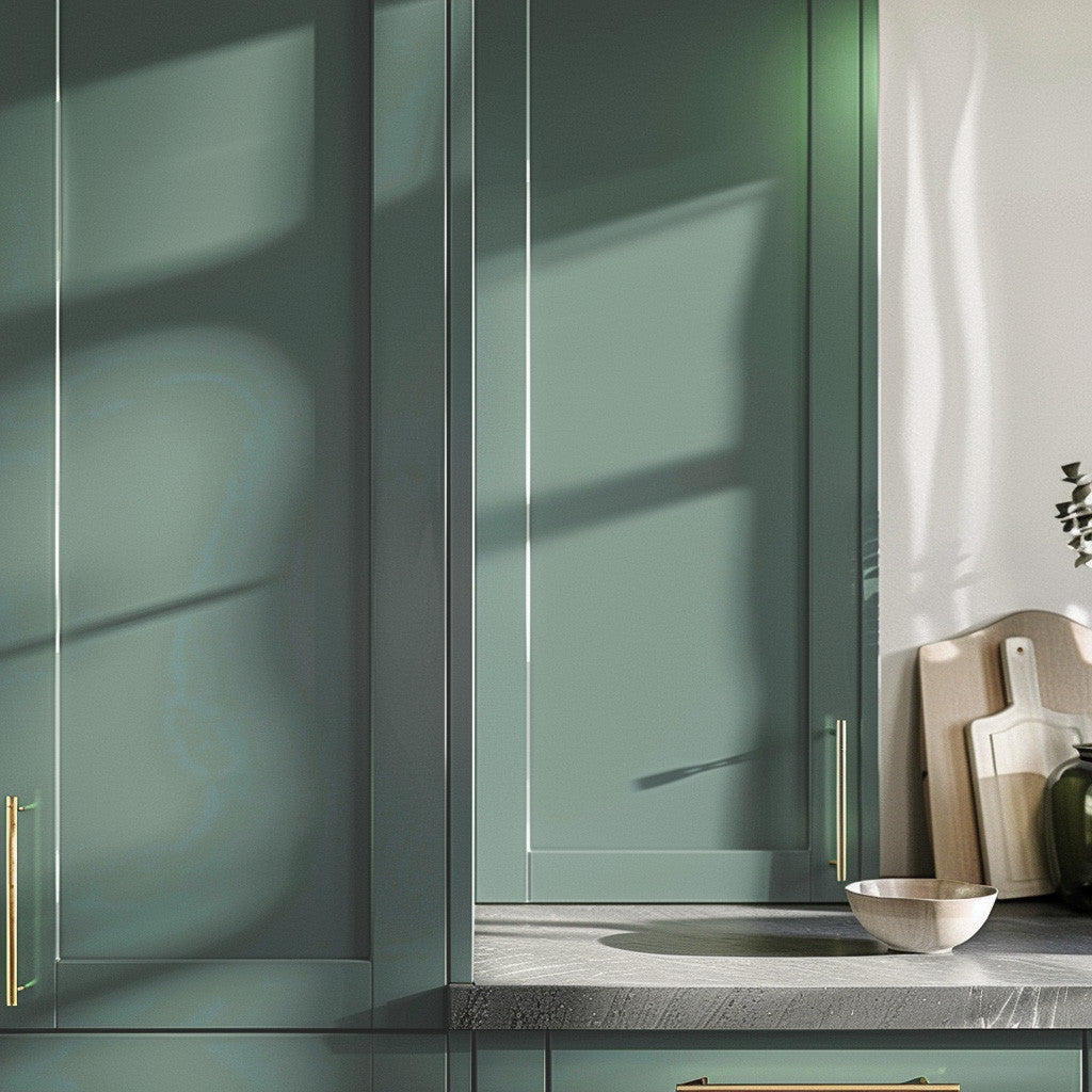 Breathe in the calming essence of Midnight Cyprus. This hushed green, like the whisper of sage and lamb's ear, soothes the soul and creates a serene canvas for your design dreams. Unlike bolder greens, it complements, not competes, with the cool elegance