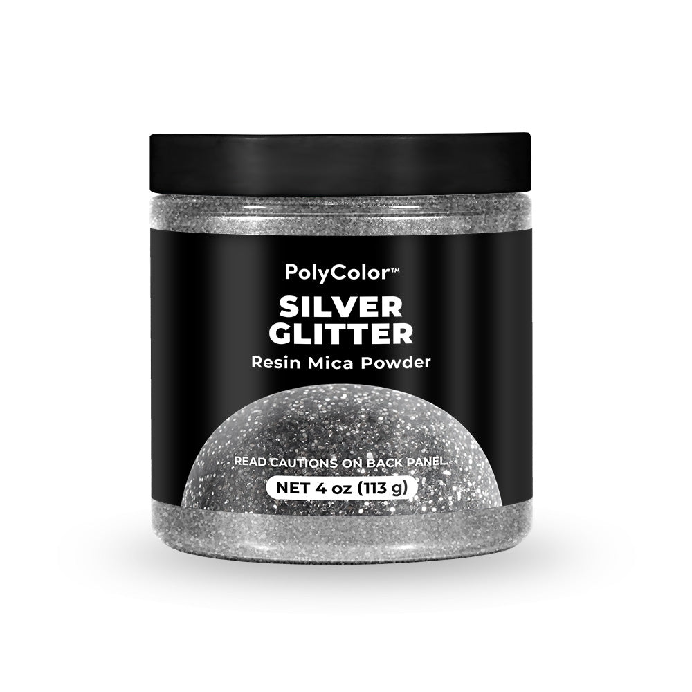 Silver Glitter Resin Mica Powder 4oz container