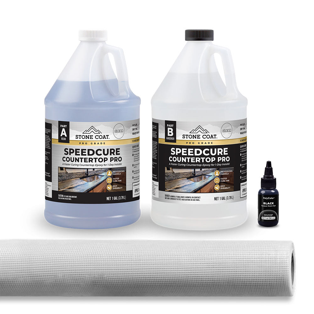 SpeedCure Countertop Pro 2-gallon kit for shower applications, featuring black finish