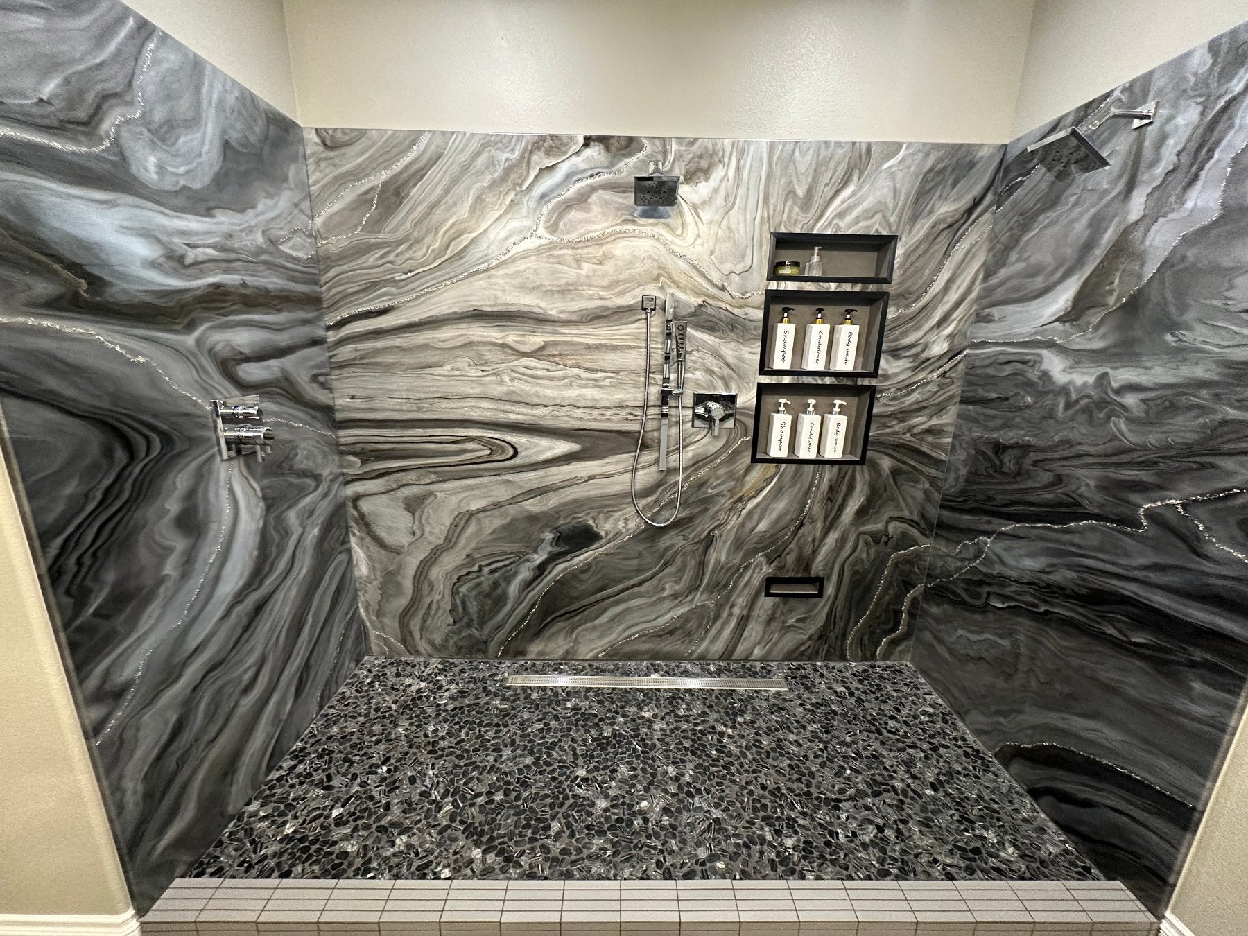 Huge marbled epoxy shower