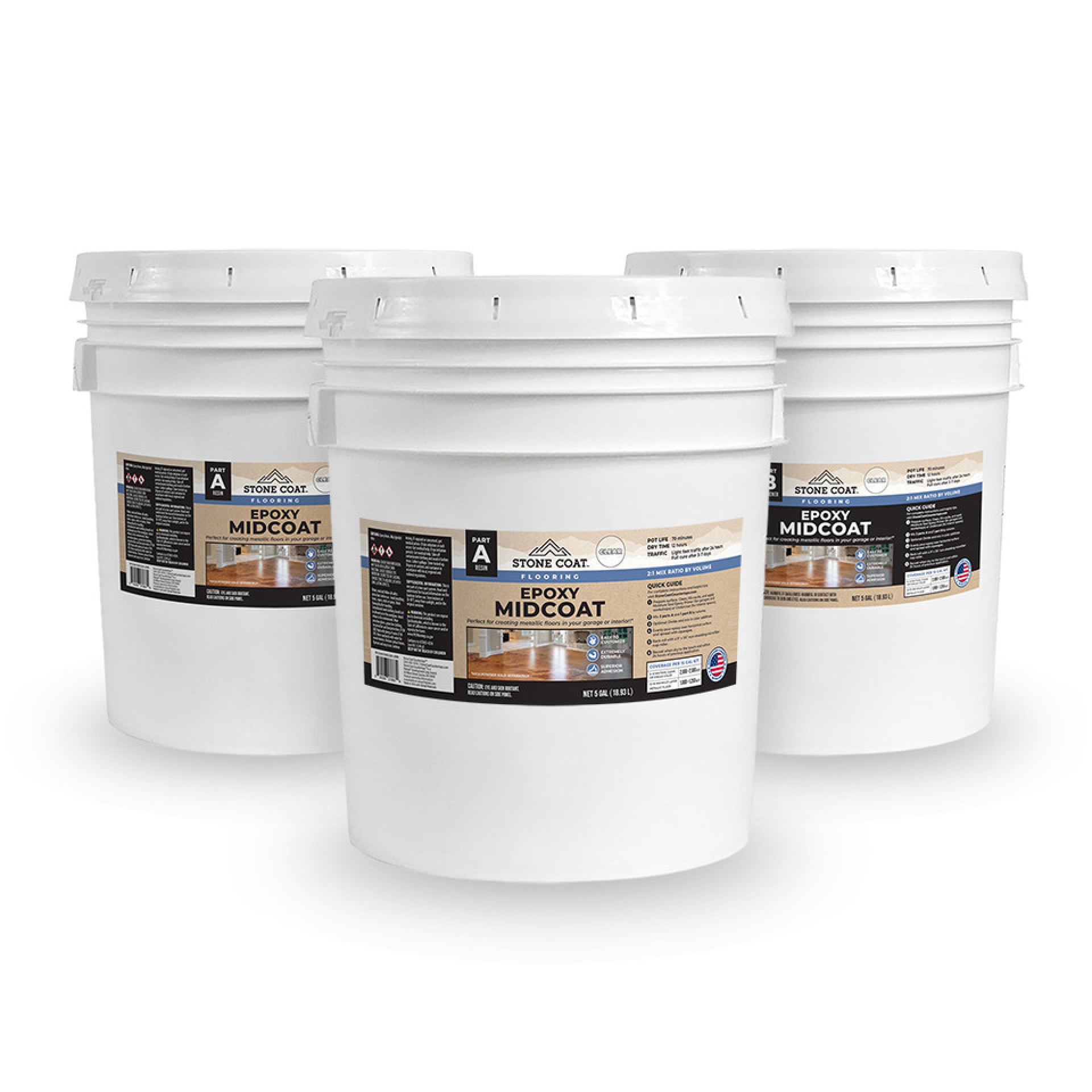3 5 gallon buckets of Epoxy Topcoat