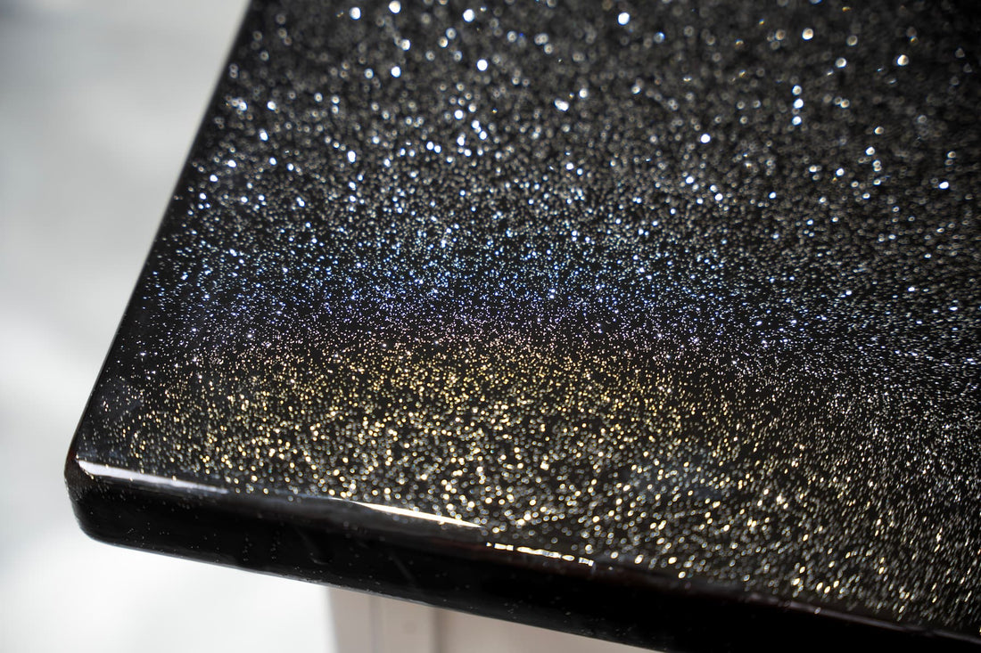 Black galaxy glitter epoxy countertop