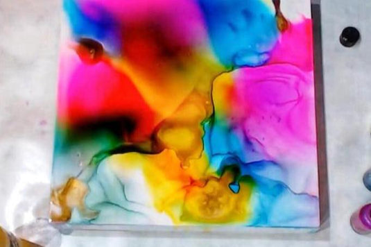 A multiple color epoxy painting