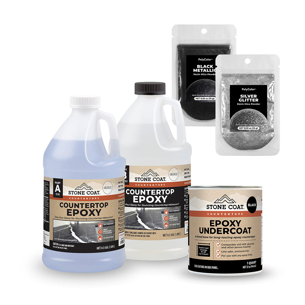 Black Galaxy Glitter Epoxy Countertop Kit