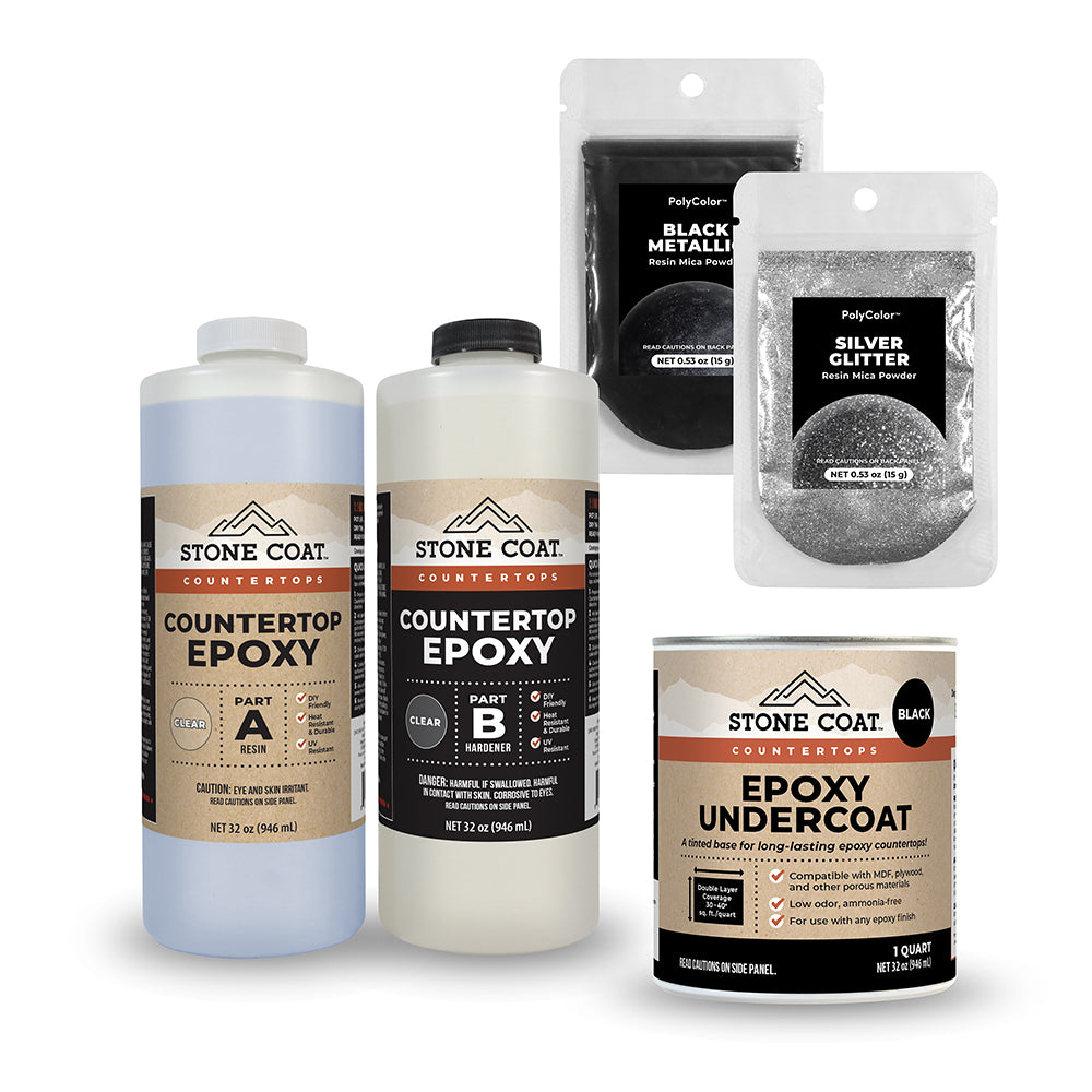 Black Galaxy Glitter Epoxy Countertop Kit