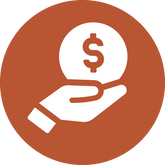 con with a dollar sign inside a circle, representing affordability