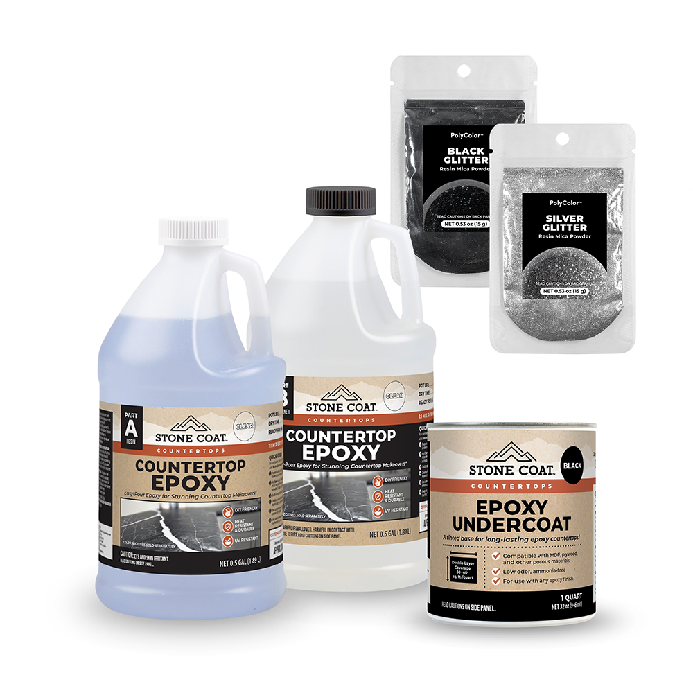 Black Galaxy Glitter Epoxy Countertop Kit