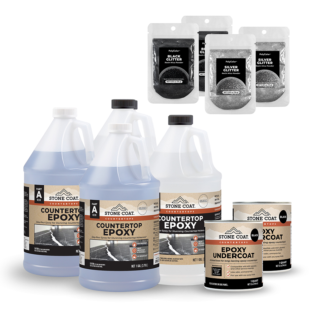 Black Galaxy Glitter Epoxy Countertop Kit