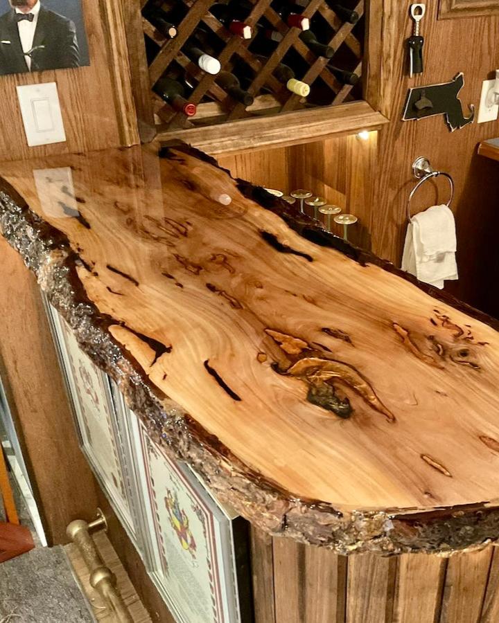 raw edge wood epoxy table