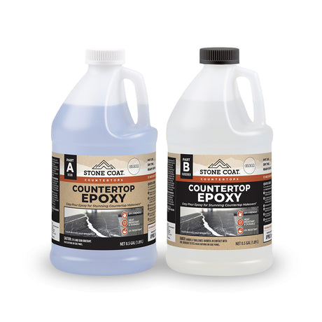 Two bottles of Stone Coat Countertop Epoxy on a white background 1 gallon kit