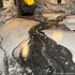 Epoxy countertop with a marble-like pattern in a kitchen setting.