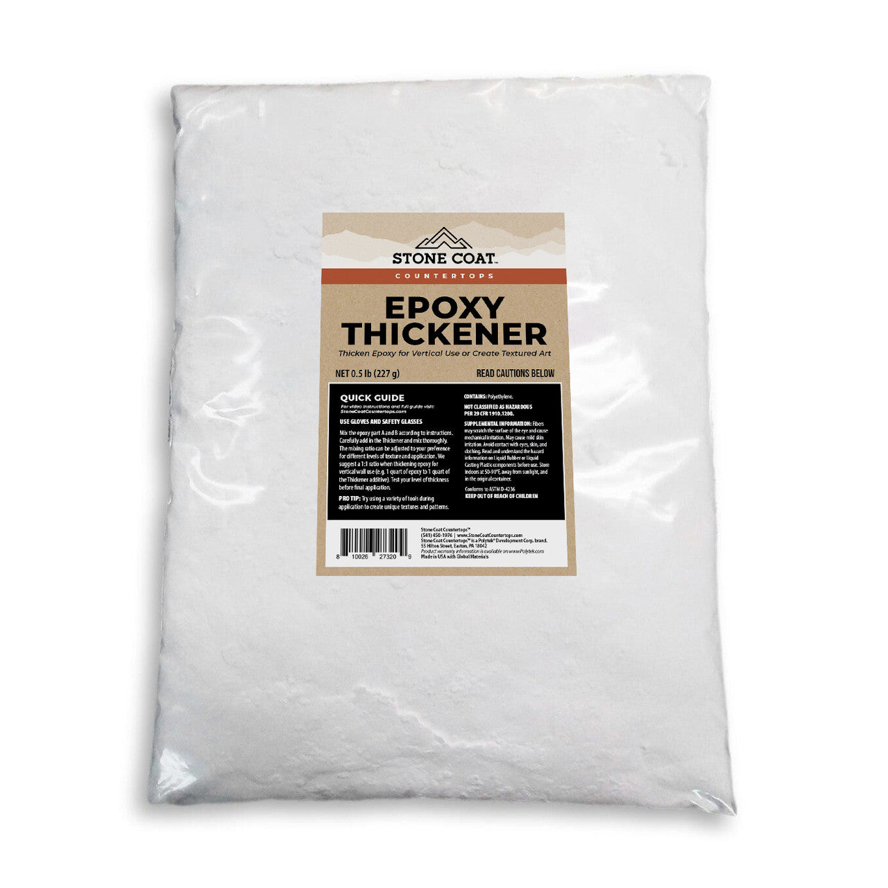 Stone Coat Countertops Epoxy Thickener Achieve the perfect consistency for your Stone Coat Countertop Epoxy with Polyfiber Epoxy Thickener. Ideal for vertical applications and enhancing bonding capabilities, this versatile additive ensures a denser and mo