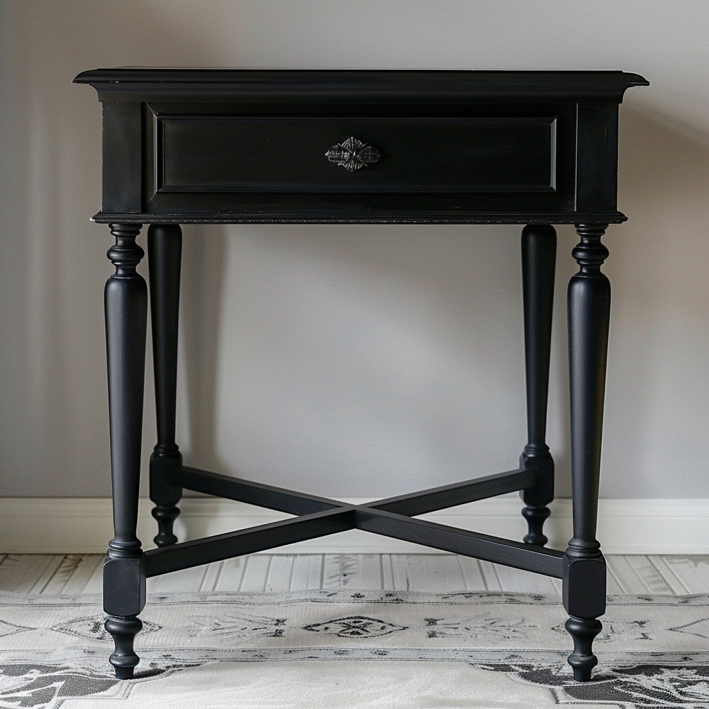 Indulge in chic luxury with Evening Ink. This isn't just black paint, it's the essence of midnight captured in a quill stroke. Imagine sleek ebony furniture or cabinets stealing the show in your kitchen, its boldness beautifully contrasted by warm butcher