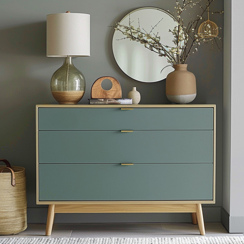 Breathe in the calming essence of Midnight Cyprus. This hushed green, like the whisper of sage and lamb's ear, soothes the soul and creates a serene canvas for your design dreams. Unlike bolder greens, it complements, not competes, with the cool elegance 