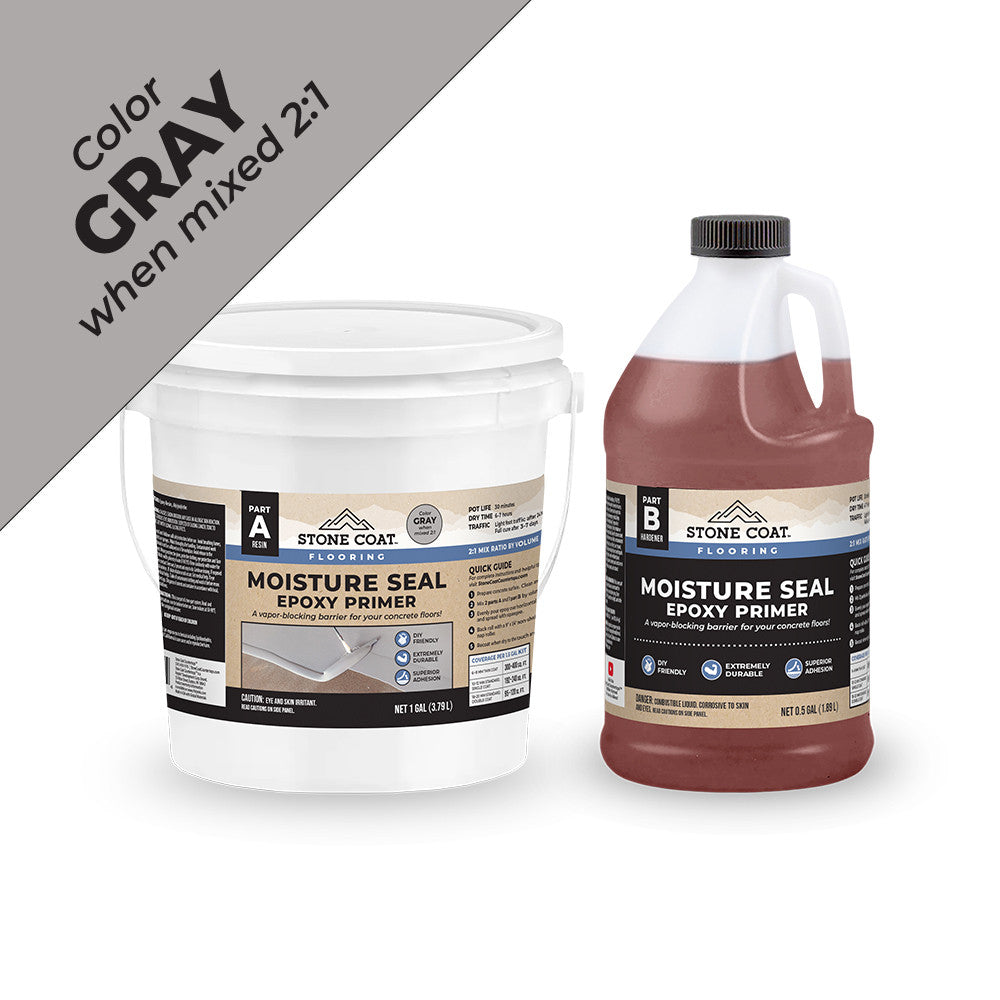 Enhance your concrete floors with Moisture Seal Epoxy Primer! Protect, restore, and make a statement with our revolutionary vapor blocker. Perfect for Garage Epoxy Flake Floors and Metallic Marble Epoxy Floors. Say goodbye to dull, cracked floors and hell