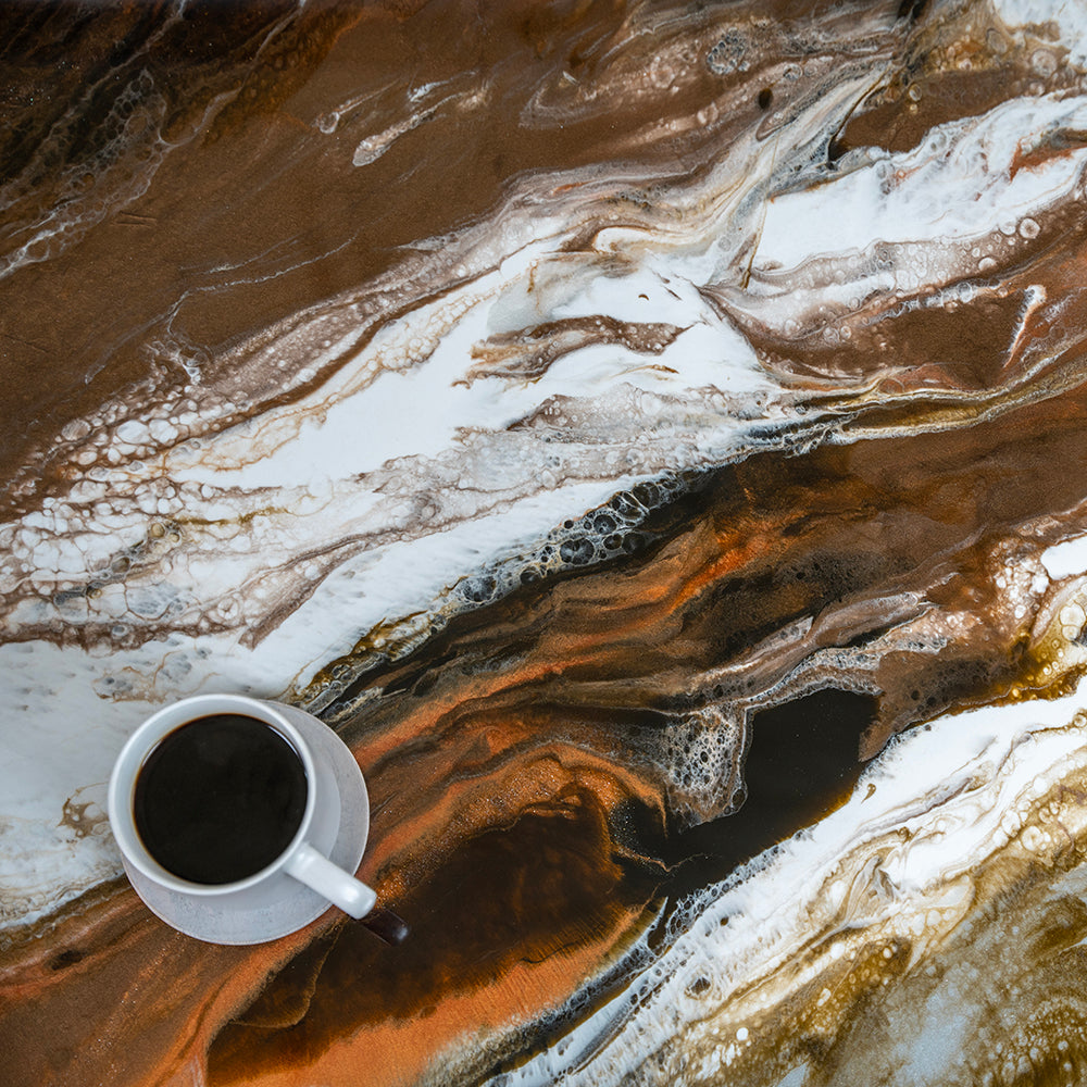 Natural Earth Tone Countertop with a cup of coffee