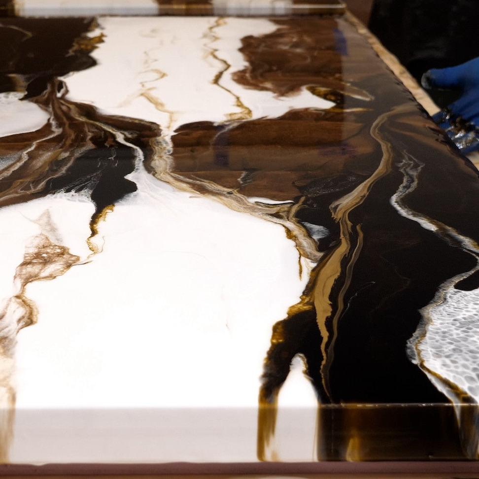 brown faux marble epoxy counter