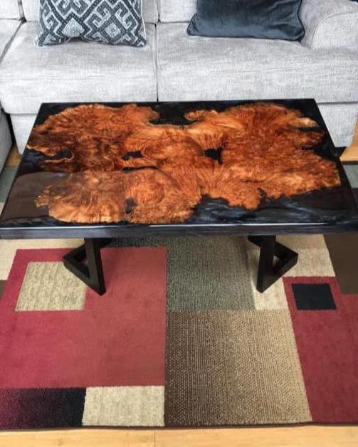 burl wood river table