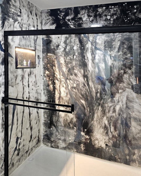 White marbles shower