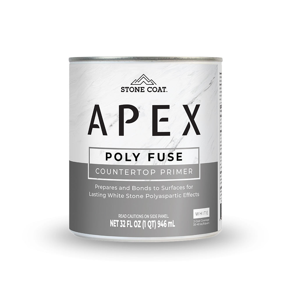 Can of Stone Coat Apex Poly Fuse Countertop Primer on a white background