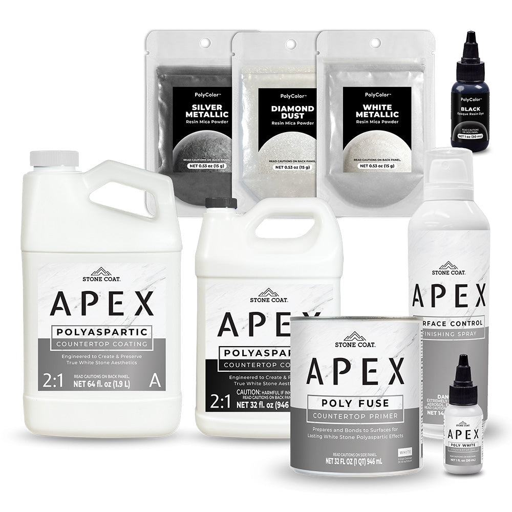 White Exotic Marble polyaspartic countertop coating kit to cover 10 sq ft