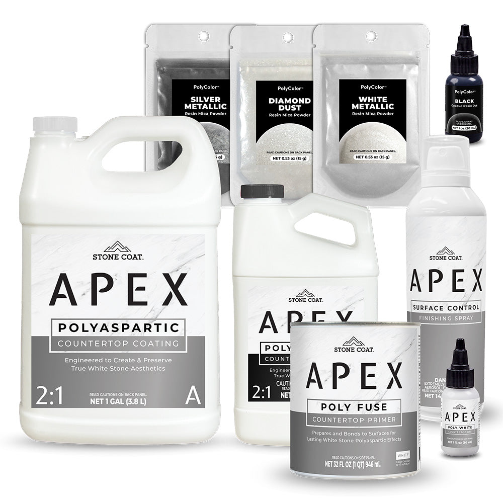 White exotic marble polyaspartic countertop kit for 20 sq ft coverage