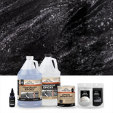 Swatch of black marble epoxy finish from Stone Coat Countertops' 2-gallon kit