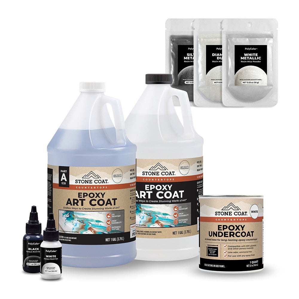 Enhance your epoxy project with the Stone Coat White Exotic Marble Epoxy Kit. Achieve the natural beauty of stone with vibrant colors and exceptional UV resistance. Create a masterpiece with this all-inclusive kit.