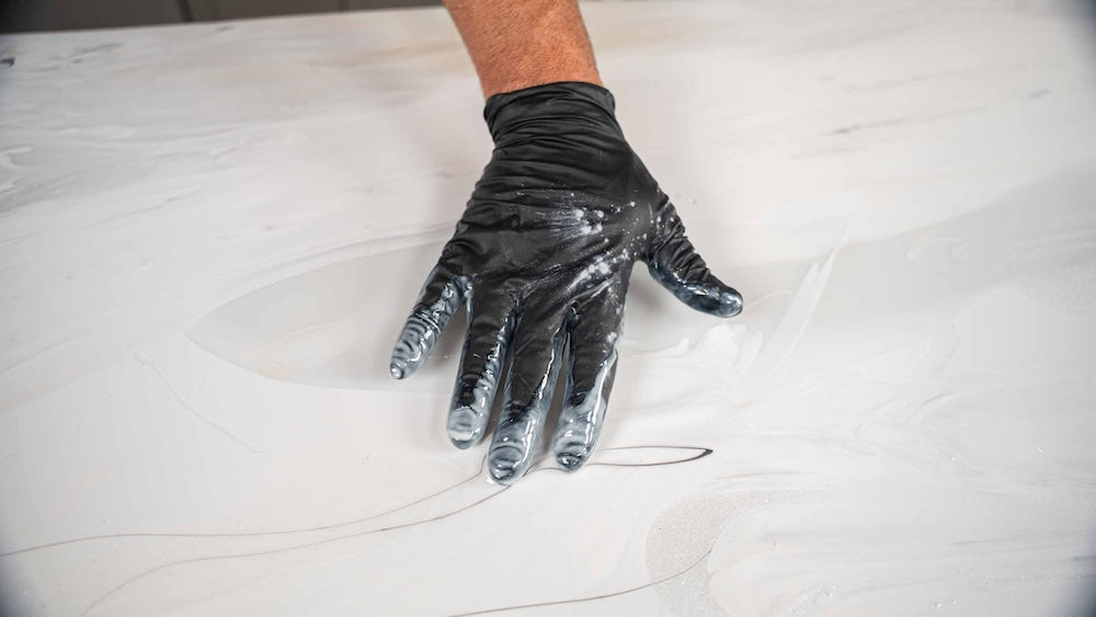 adding dark veins to carrara marble white countertop