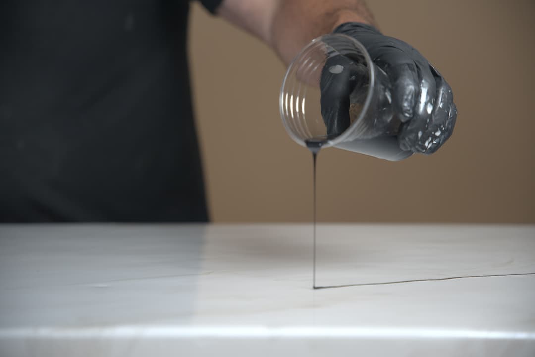 black metallic epoxy marbling