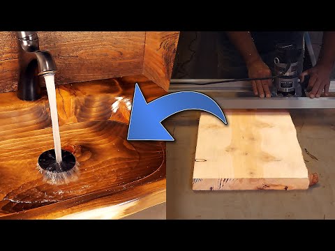 Load video: how to create a cedar sink with scrap wood and epoxy