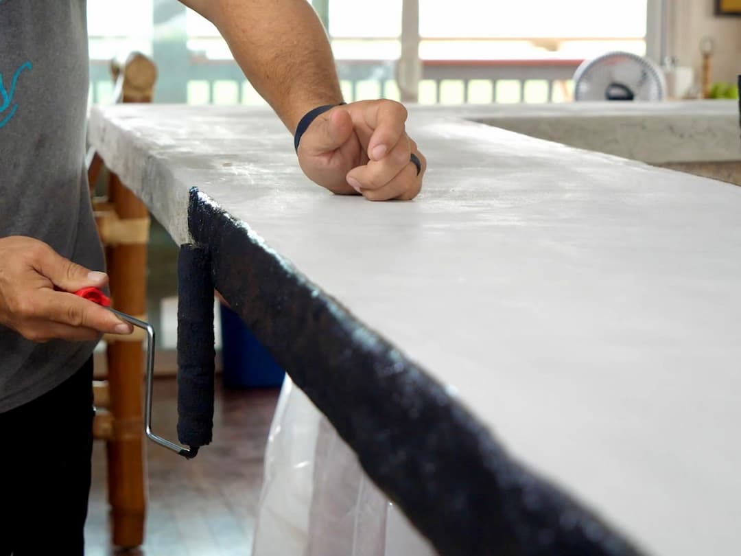 epoxy undercoat on tile counters