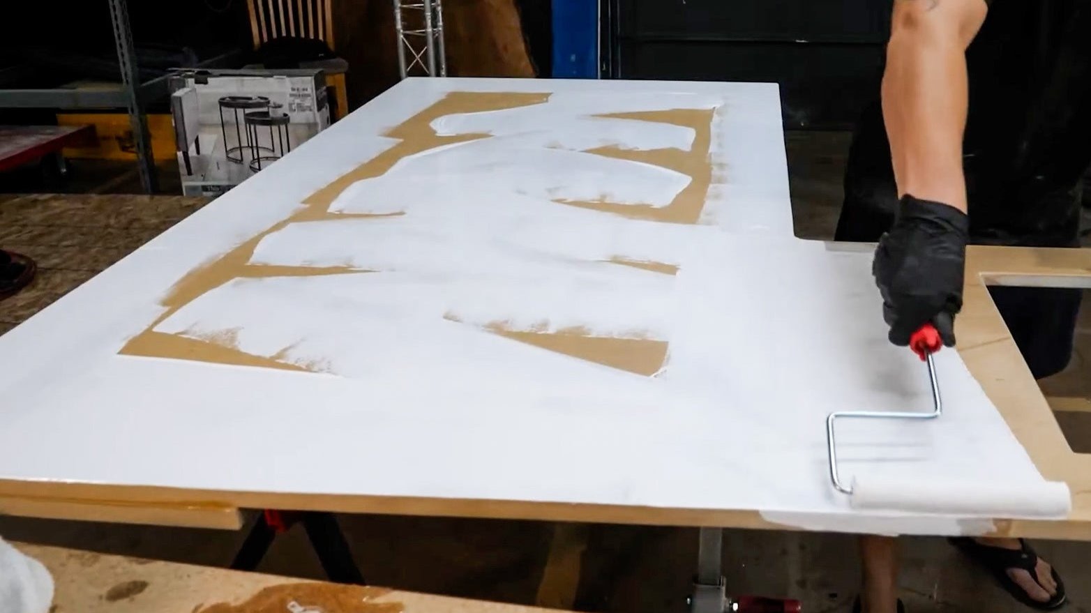 rolling white epoxy undercoat onto mdf substrate