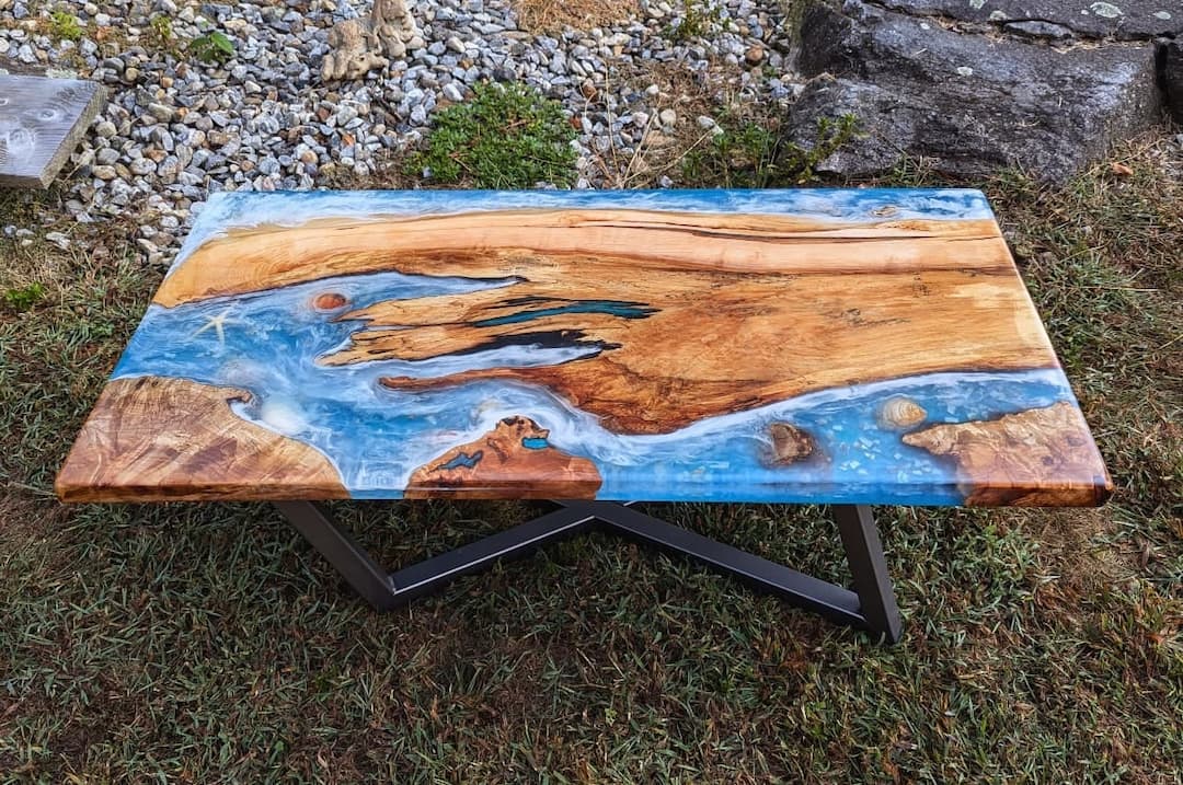 modern epoxy river table