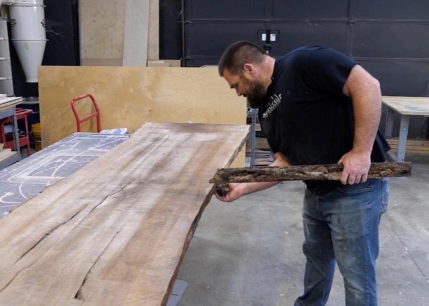 prepare wood slab for river table