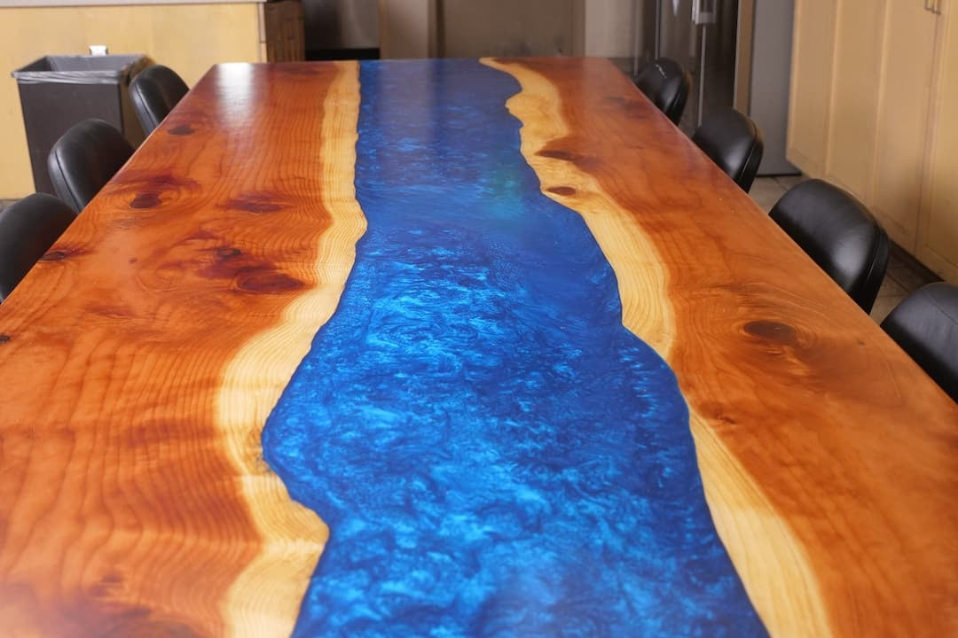 Blue Epoxy River Table