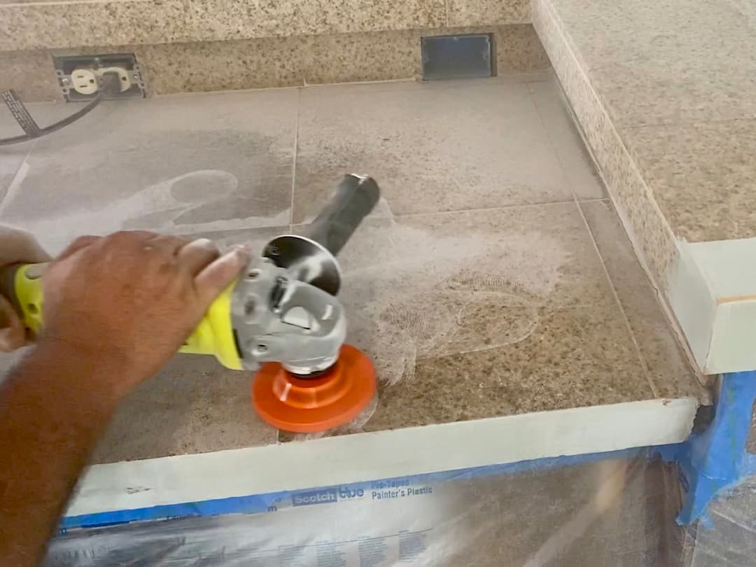 sand and grind tile countertops