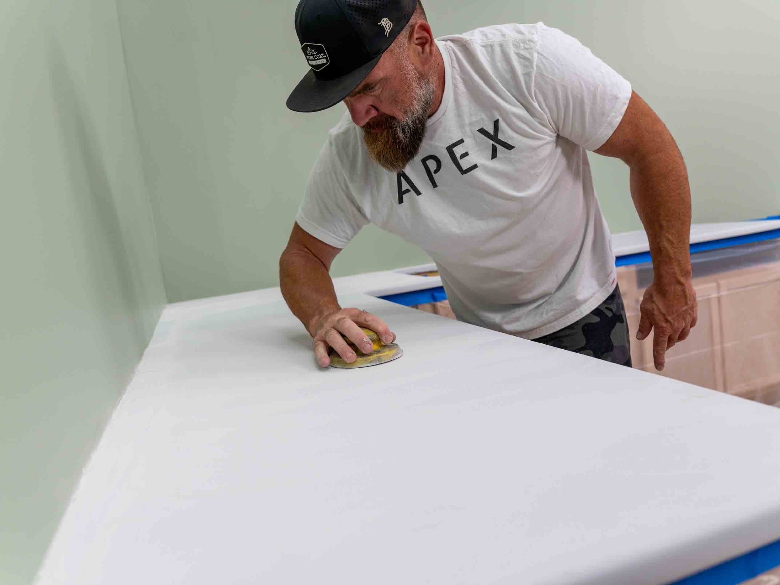 sanding countertop to prep for polyaspartic countertop coating