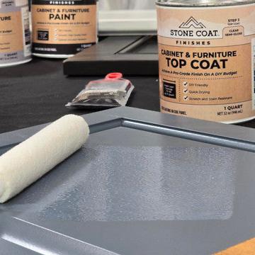 mplify the beauty of your cabinets and furniture with Stone Coat Finishes Semi-Gloss Top Coat. This remarkable polyurethane acrylic formula goes beyond a simple finish, enriching and deepening the colors of your paint for a captivating gloss that highligh