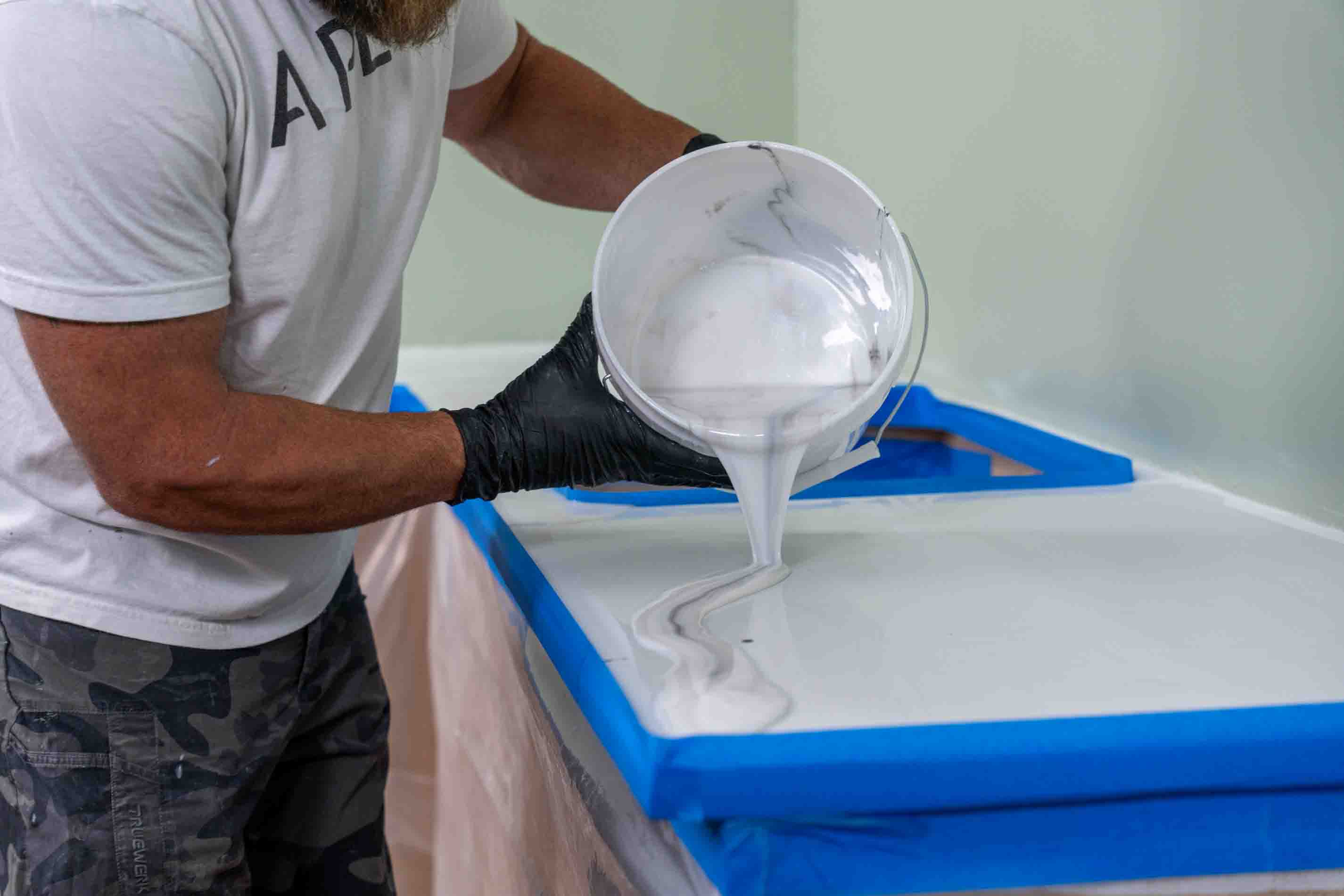white exotic marble poured onto a counter